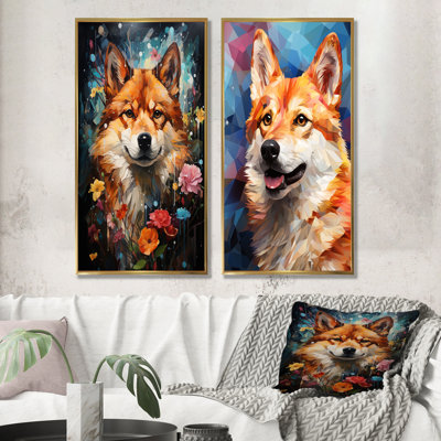 Popart Shiba Inu Spirit - Dog Wall Decor Set Of 2