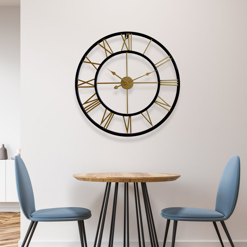 Horloge murale 29,92 po Tjomme, Noir / doré