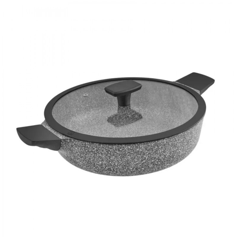 Karaca Serra Biogranite Induction Shallow Casserole with Lid, 28cm, Grey
