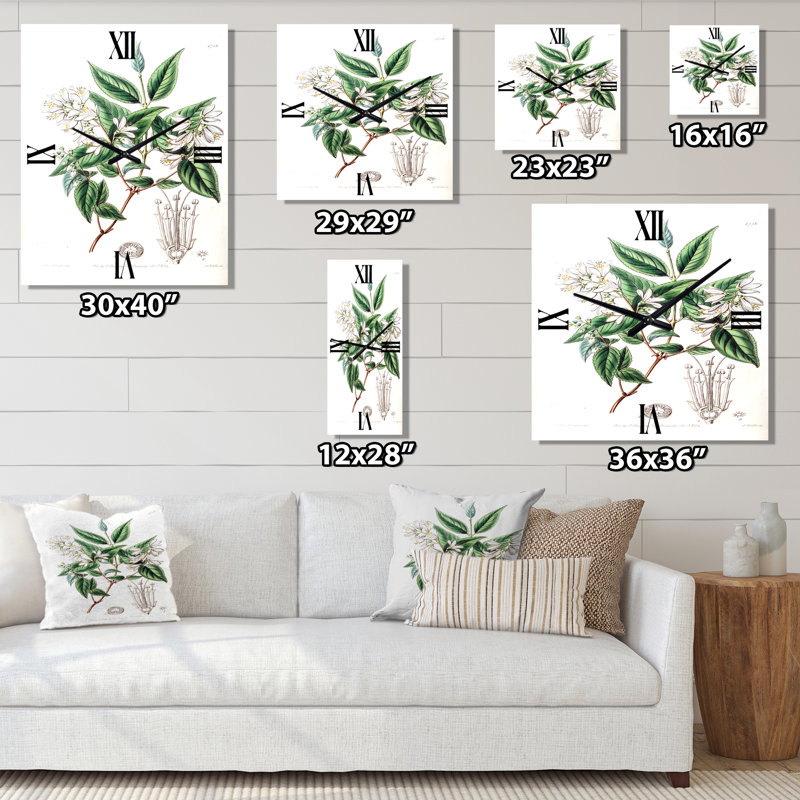 Horloge murale rétro Vintage Botanicals X, Grand
