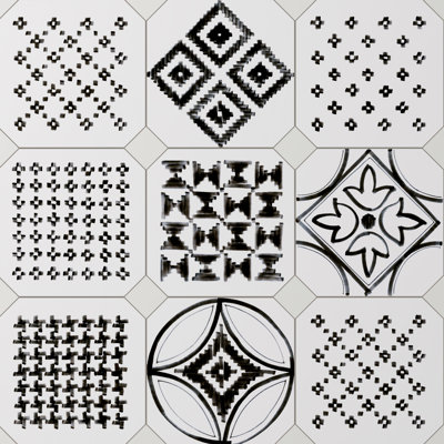 Vaudeville Octagon Deco Sombra W/Taco 7-7/8 In. X 7-7/8 In. Porcelain Floor And Wall Tile