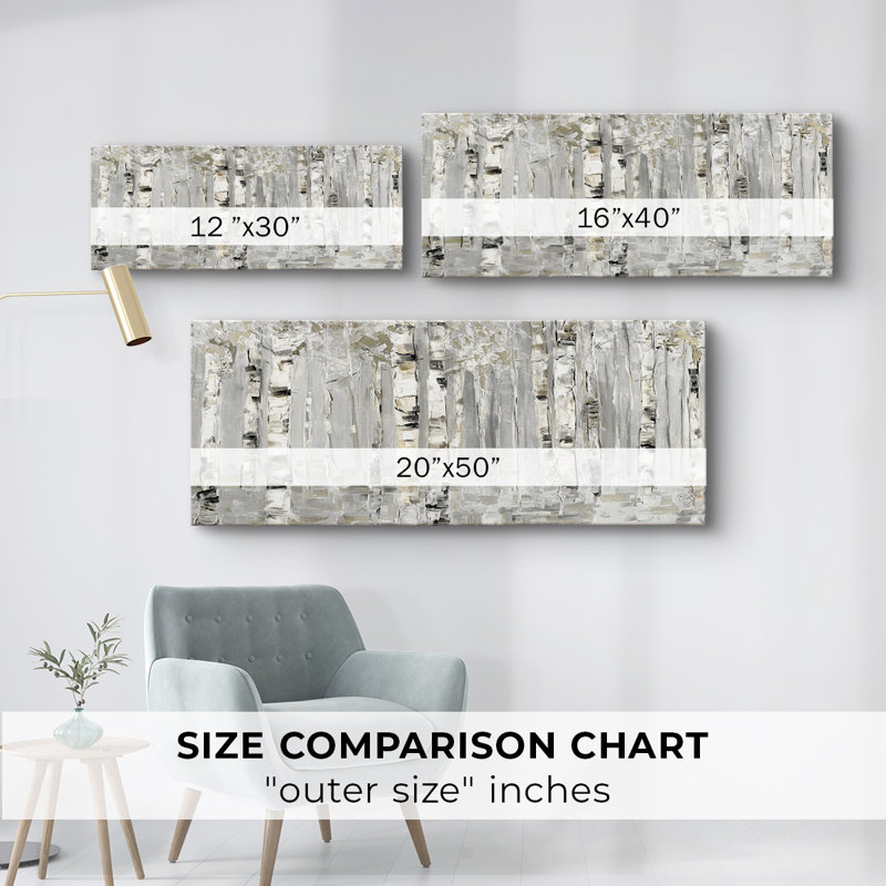 Birch Grove chatoyant - Toile tendue avec châssis - Prêt à accrocher, H 20 po x l 50 po