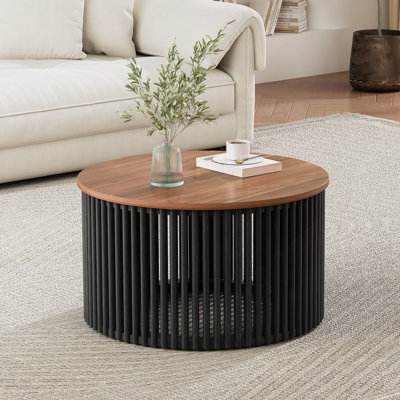 TABLE DE CAFÉ ACACIA EN BOIS MASSIF, DE COULEUR NATURELLE ET NOIRE