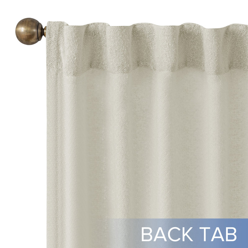 Panneau de rideau simple semi-transparent filtrant la lumière, Blanc, L 52 po x L 108 po