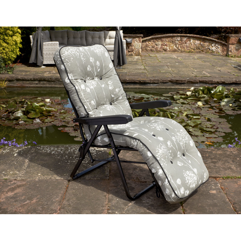 Angelika 118cm Long Reclining Single Chaise with Cushions, Grey