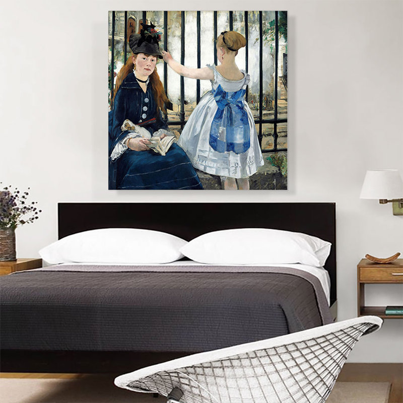 "Le chemin de fer 1873" par Edward Manet - reproduction d'art sur toile tendue, H 36 po x l 36 po x P 0,75 po