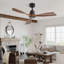Ventilateur de plafond 48 po sans lumière, 3 pales en bois massif, ventilateur de plafond intérieur et extérieur, moteur à courant continu réversible à 6 vitesses pour le salon