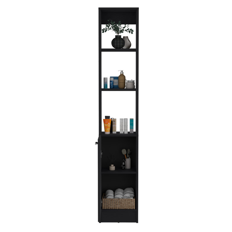 Patriece 70" Tall Freestanding Linen Cabinet, Matte Black