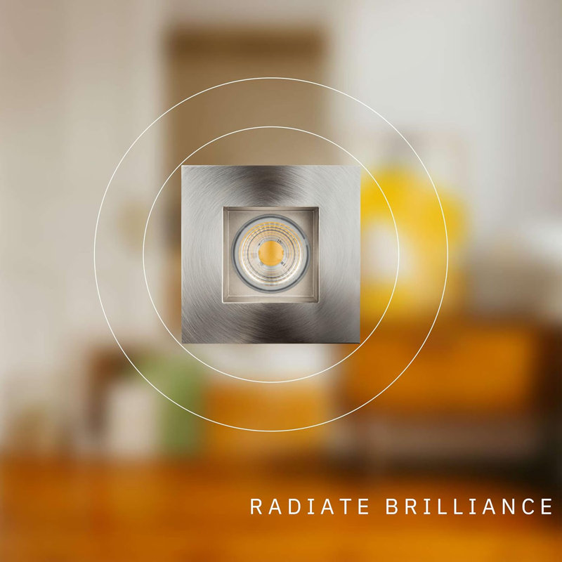 4" Square Brushed Brass 15W ‎1100 Lumens Warm White 3K Recessed Light, Brushed Nickel