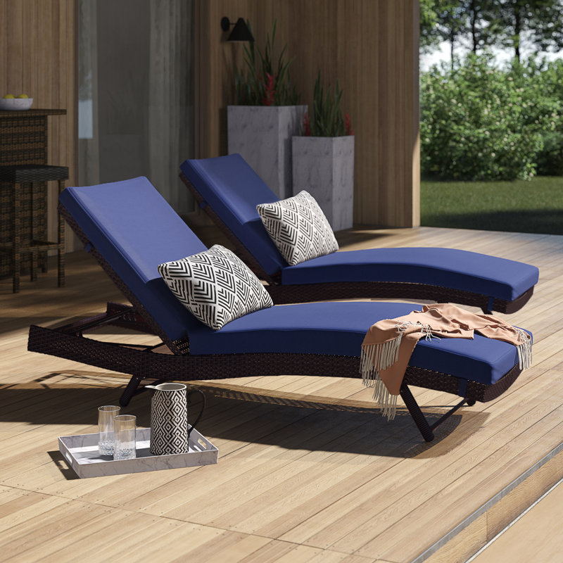 Ensemble de chaises longues avec coussins Prerte, Bleu marine