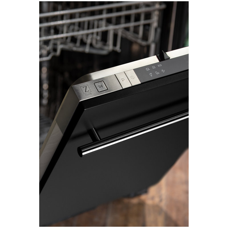 ZLINE 18 in. Compact Top Control Built-In Dishwasher with Stainless Steel Tub and Modern Style Handle, Blue Gloss, Modern