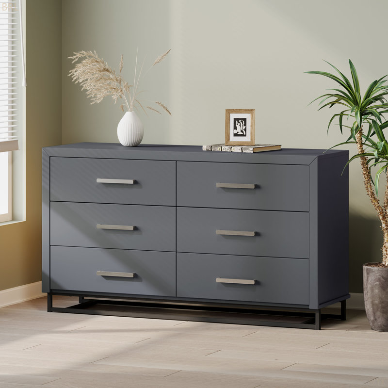 6 Commode 6 tiroirs, Gris anthracite