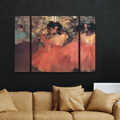Ensemble de 3 panneaux muraux - Marcus Jules «Ballerine», art mural sur toile pour le salon, la chambre à coucher ou le bureau 