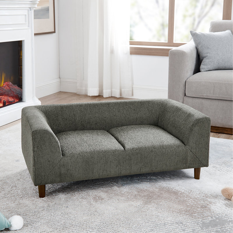 Canapé pour animaux de compagnie avec dossier et accoudoirs, canapé pour animaux de compagnie rectangulaire moderne convenant aux petits et moyens chiens, canapé pour chien confortable à coussin souple - gris foncé
