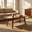 Table basse Mid-Century moderne en chêne massif avec rangement à 2 niveaux-129268065