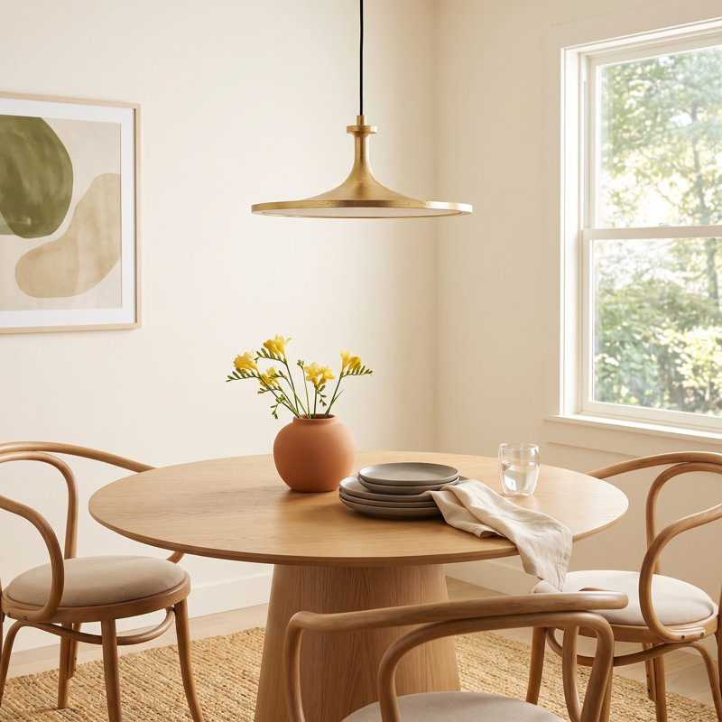 Daveney 1 - Light LED Single Pendant, Brushed Gold, 5.25" H x 12" W x 12" D