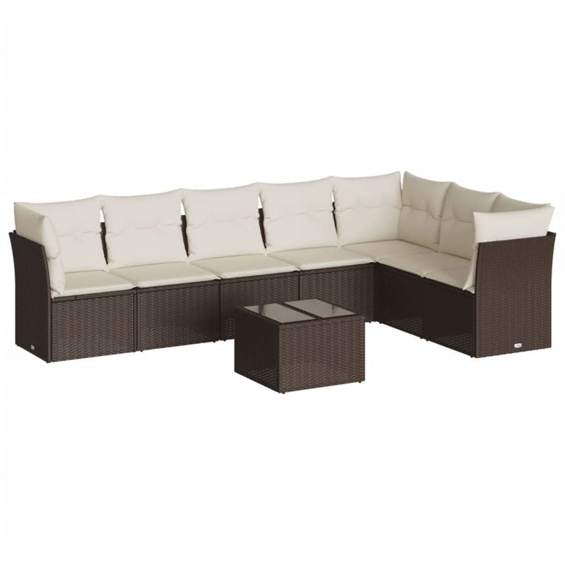 Ensemble de canapé de jardin Vidaxl, Blanc, crème, Brun