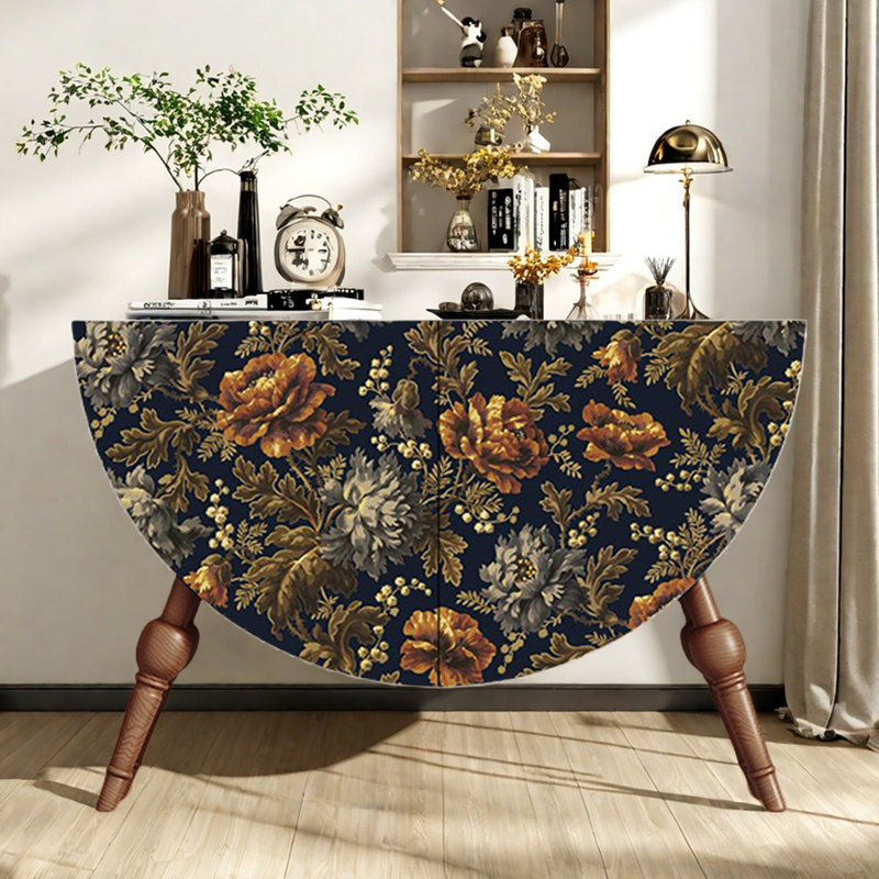 Buffet décoratif semi-circulaire pour hall d'entrée, Noyer