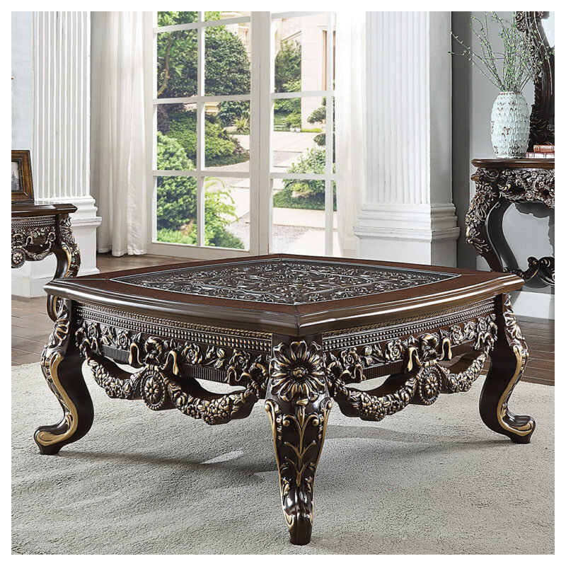 TABLE DE CAFÉ DÉCORÉE À LA MAIN LUXURY MOBILYA, Cuivre