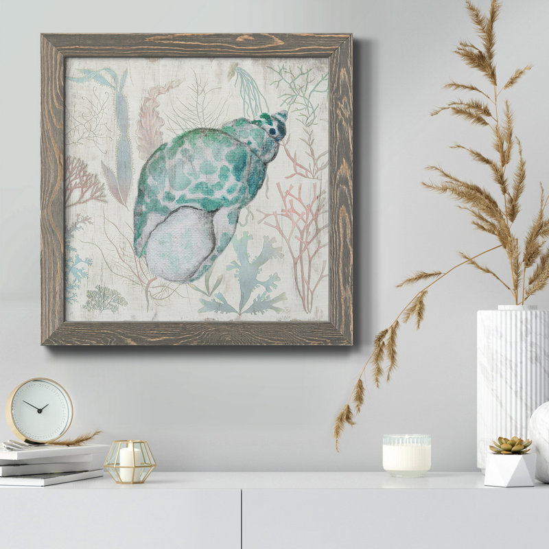 Océan bluff - peinture sur toile encadrée, H 27,5 po x l 27,5 po x P 1,5 po, Cadre gris