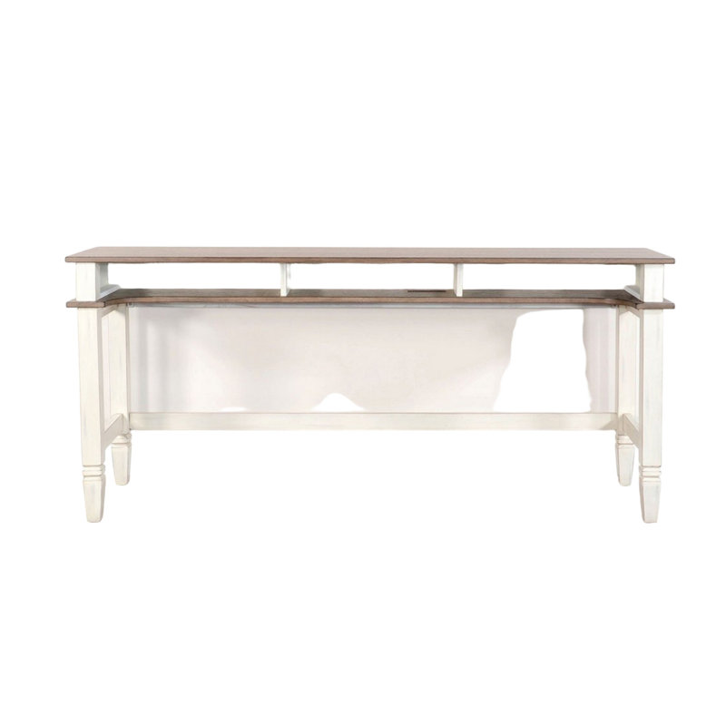 Dean Console Table, USB and Cubbies, 76 Inch Rectangular Brown, White