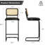 De 2 chaises de bar sans accoudoirs de 30 pouces, tabourets en cuir de polyuréthane rembourrés noirs avec dossier pour îlot de cuisine, conception en porte-à-faux durable, protection de plancher antidérapant, comptoir intérieur moderne de hauteur 2,