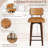 Set of 2 Swivel Bar Stools 26 Inch - Counter Height Bar Stools with Back, Faux Leather Upholstered Kitchen Stools with Walnut Wood Legs, Brown-1401791765