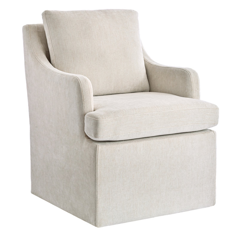 Upholstered Dining Chair with Casters, Cream