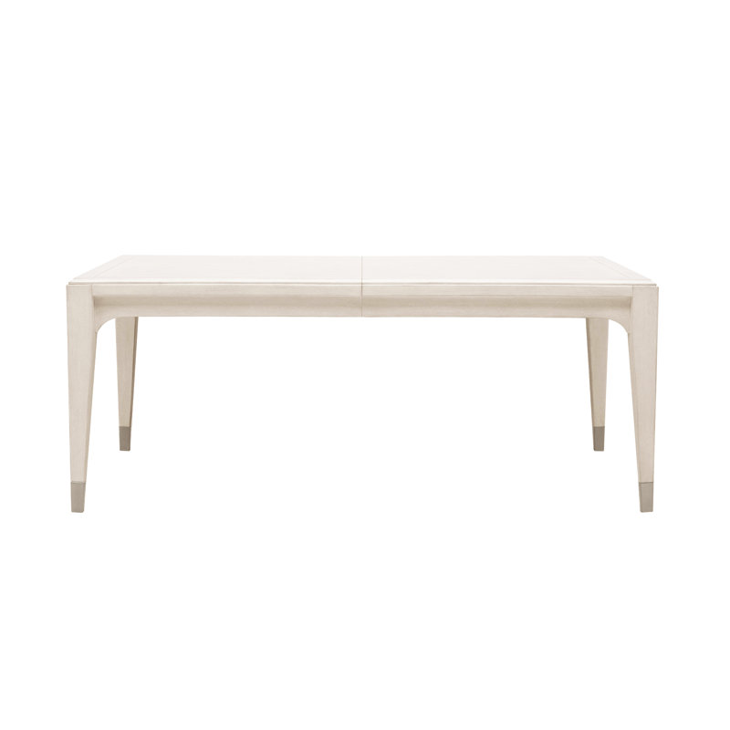 Beige and White Extendable Wood Rectangular Dining Table