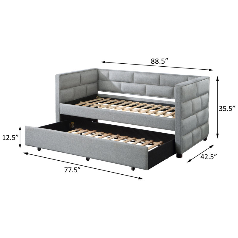 Schmitt Gray Tufted Daybed with Trundle
