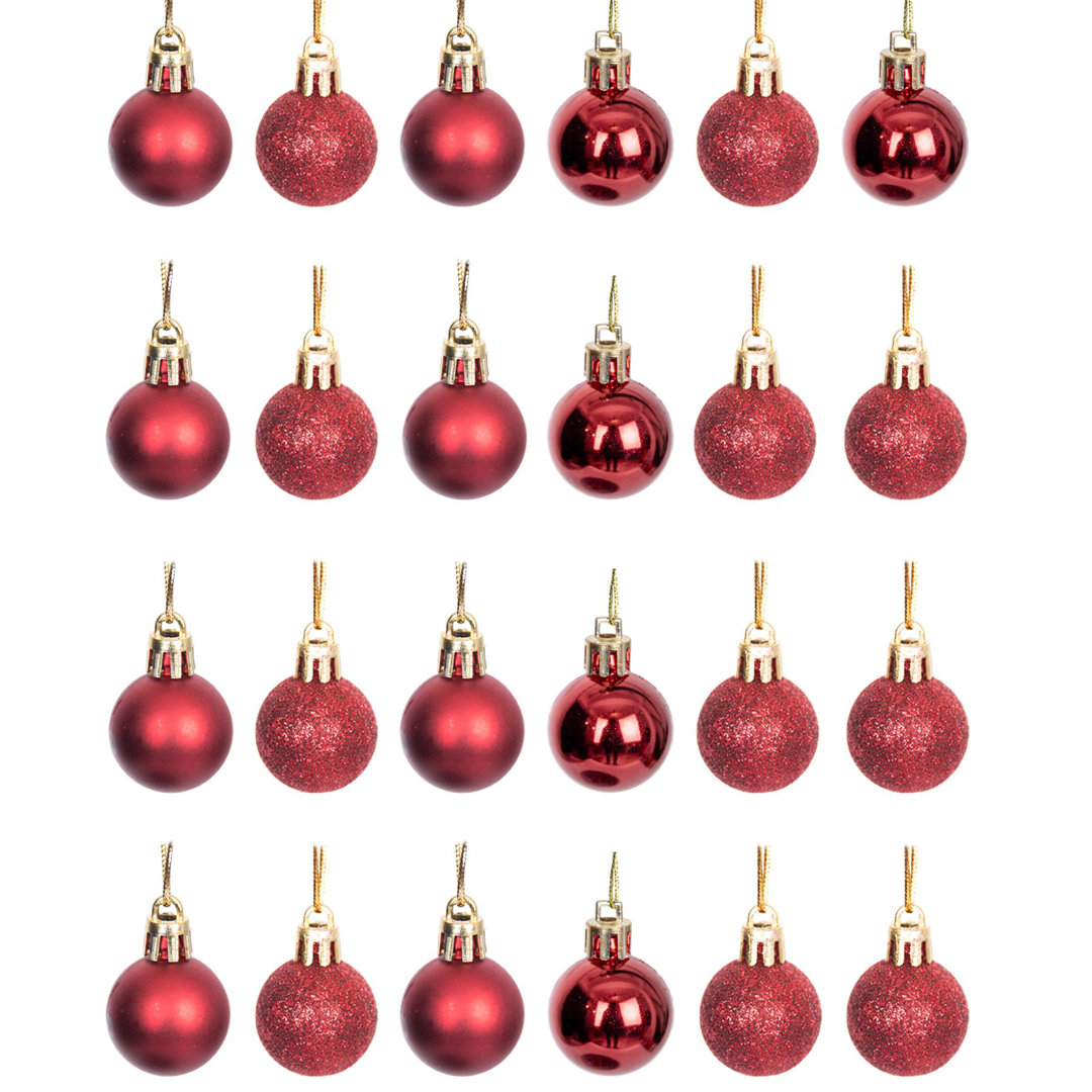 30mm/24Pcs Christmas Baubles Shatterproof Black,Tree Decorations