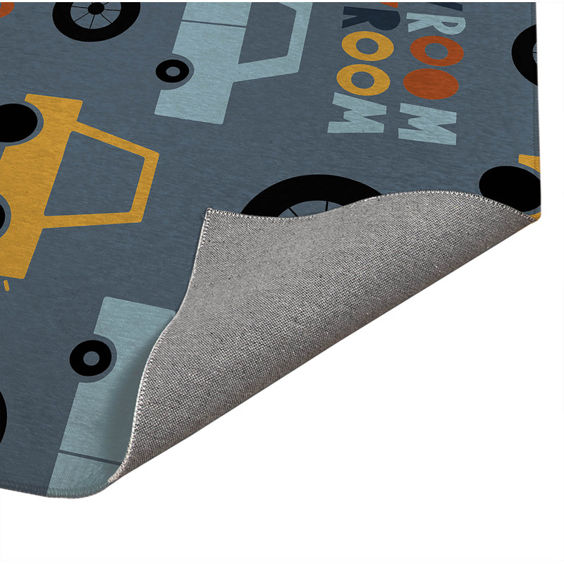 Paillasson Vroom, L 36 po x L 60 po, Bleu / or / orange