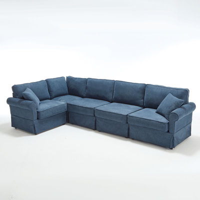 Modular Sectional Sofa Set,Convertible L Shaped Couch ,5 Seat,Reversible Sectional Sofa Couch,Upholstered,Corner Sofa,Rolled Arms,Soft Linen Fabric