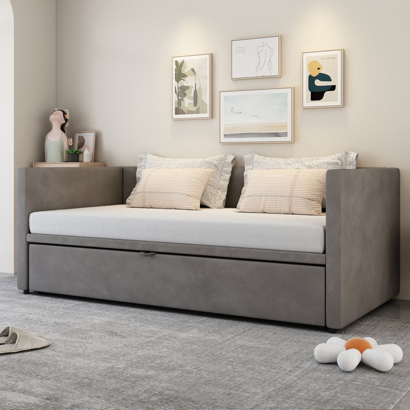 Borchert 2 Seater Fabric Sofa Bed, Grey