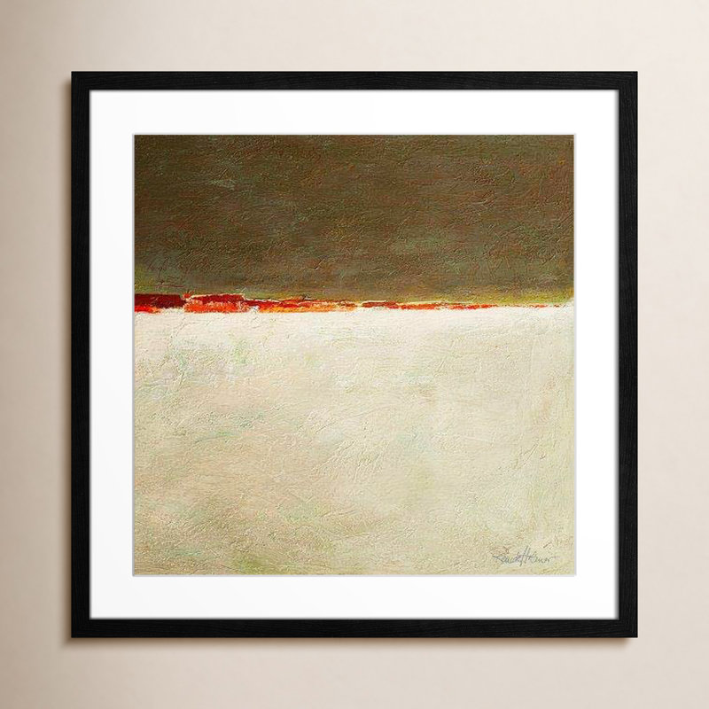 «Orange Horizon I» par Renate Holzner - reproduction imprimée, Cadre noir, H 23,5 po x l 23,5 po x P 0,75 po