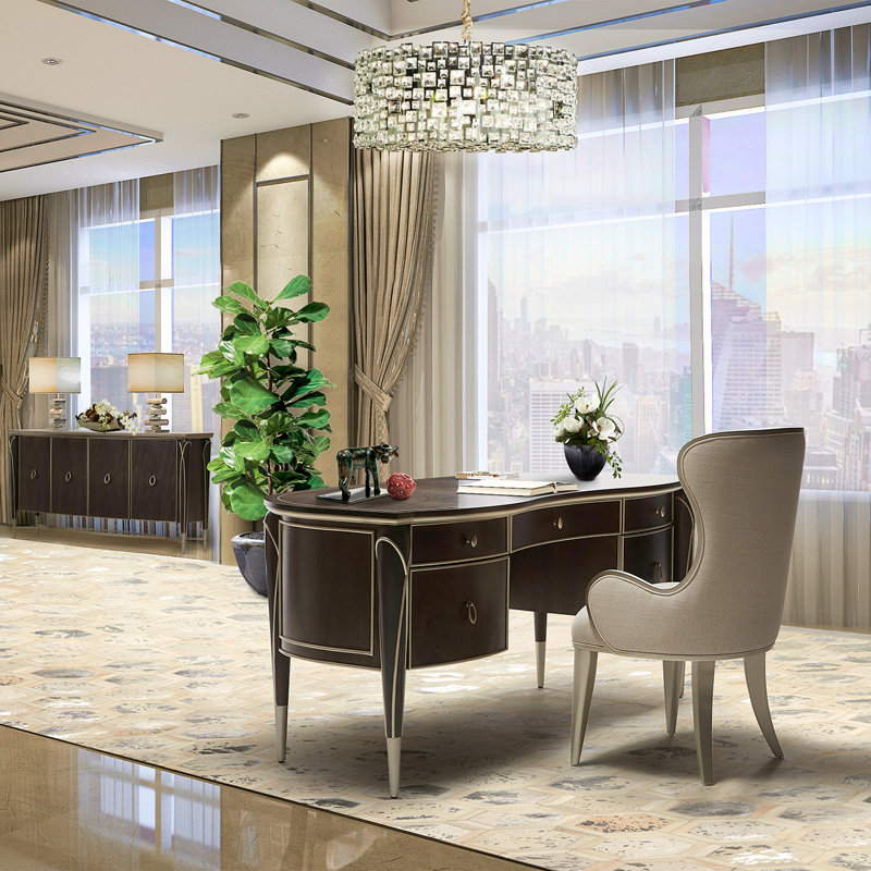 Hazelnut Beige Wood and Metal Dining Sideboard
