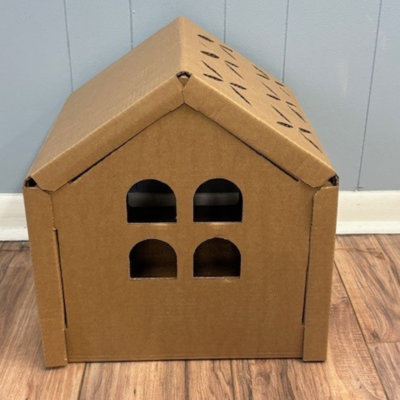 Cozy Cat House With Scratcher Pads, Corrugated Cardboard Cat House - SMALL Size, Sturdy And Eco-friendly, Perfect Indoor Cat Hideaway, For Indoor Cats.