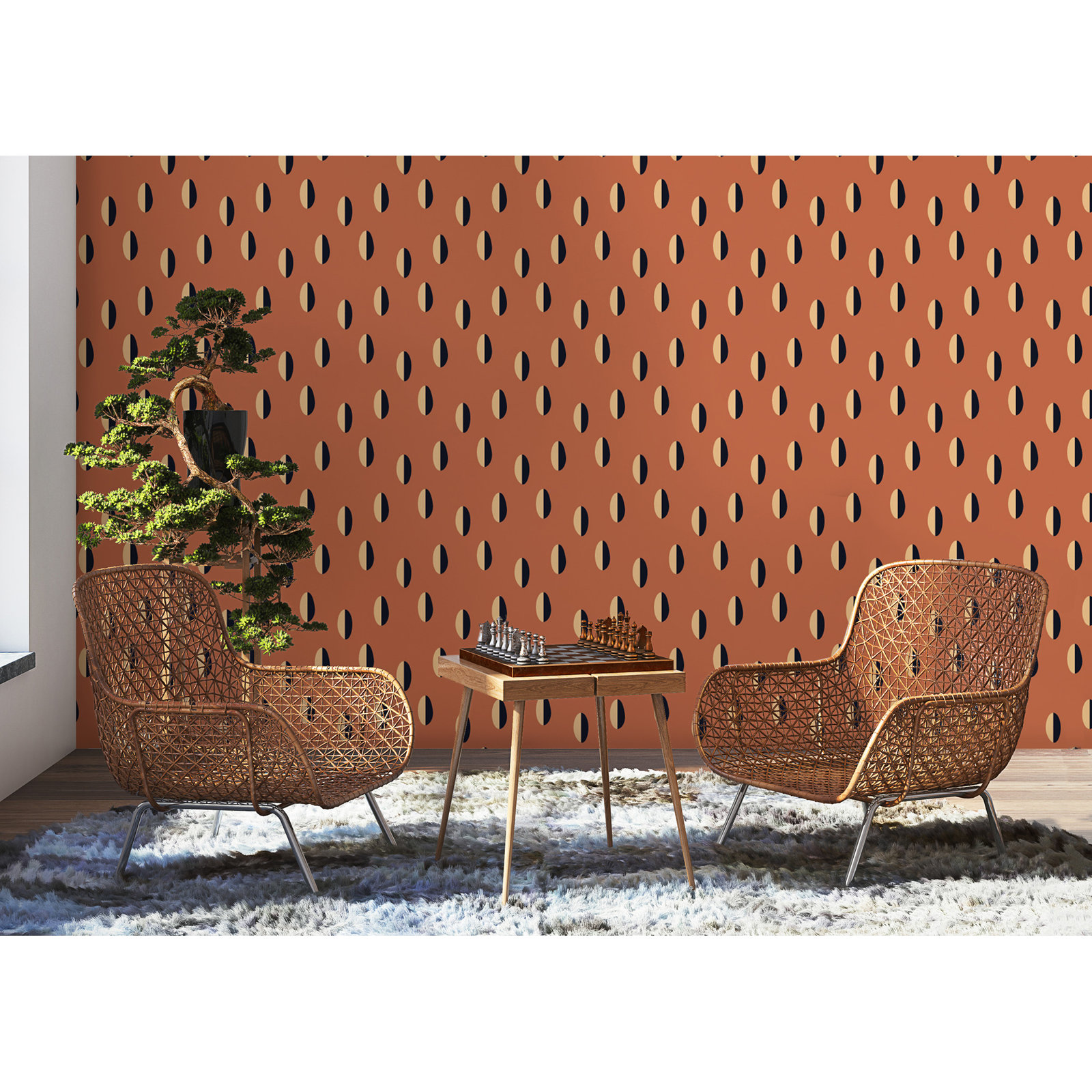 Shape of Color Modern Peel & Stick Wallpaper, Red Clay, Self-adhesive