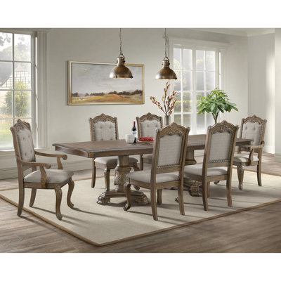 Siewert 7PC Standard Height Dining Set In Walnut-Table, Four Chairs And Two Arm Chairs