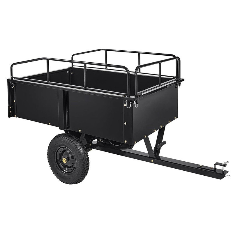 Heavy-Duty Steel Dump Cart with 900 Lbs Capacity, Utility Garden Cart with Wheels, Flatbed Dolly Gardening Cart, Outdoor Yard Wagon, Garden Utility Trailer with Removable Sides