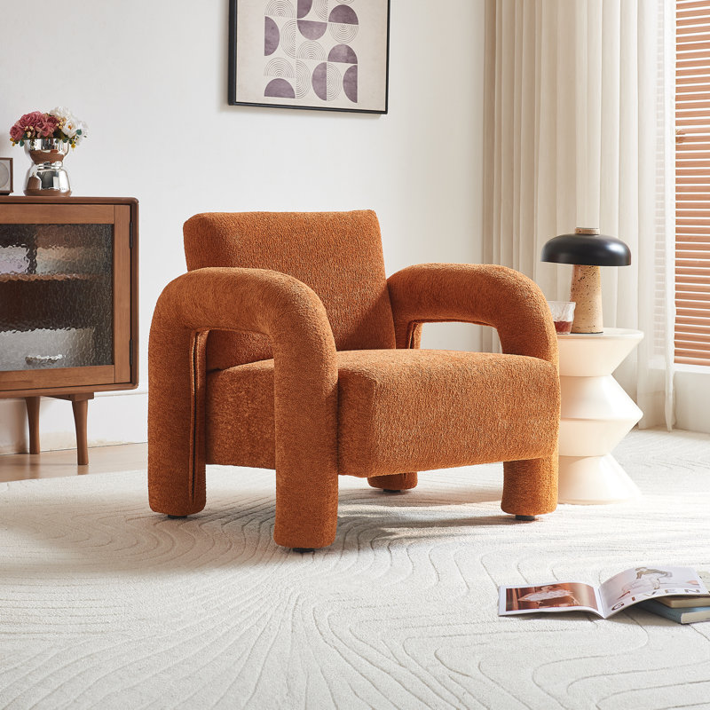 Fauteuil d'appoint en velours orange de 85 cm de large pour petits espaces (paquet de 2), Orange