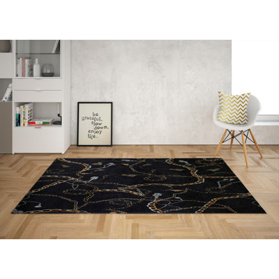 Stylish Woven Carpet (4 x 6 ft), 100% Polyester, 0.4 in Pile Height | Antibacterial, Non-Slip Underside | Machine Washable, 3D Digital Printing | Perfect for Living Room, Bedroom, and Home Decor