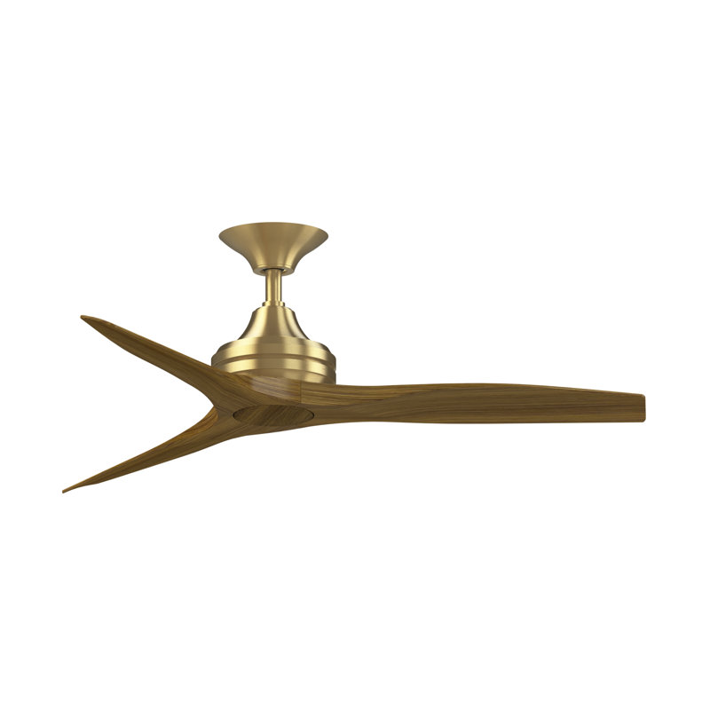 Spitfire 48 inch Indoor/Outdoor Ceiling Fan - Brushed Satin Brass with Koa blades, Brushed Satin Brass, Koa