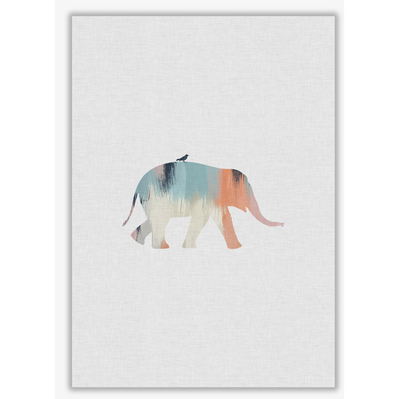 Pastel Elephant - Print, 30 cm H x 21 cm W x 1 cm D, No Frame