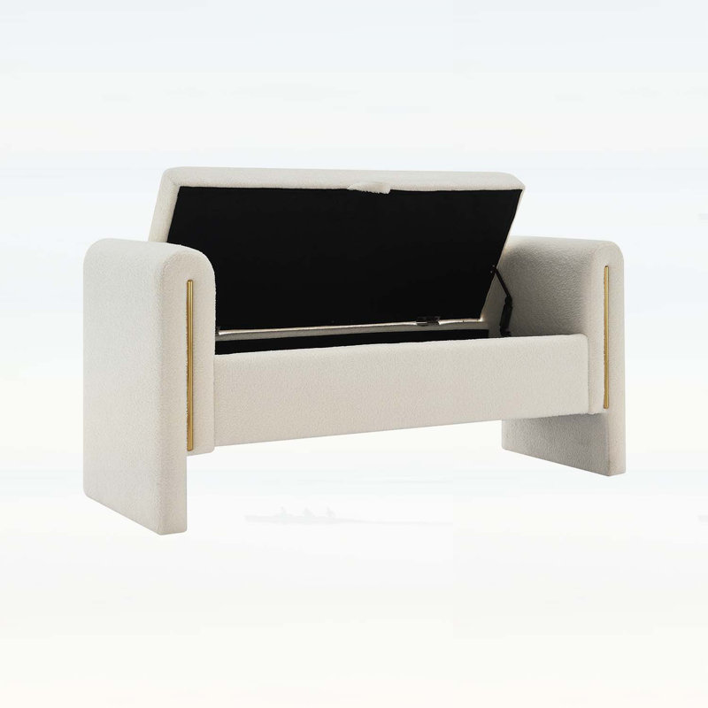 Comfy Upholstered Bench for Living Room, Bedroom,Dorm, Cream
