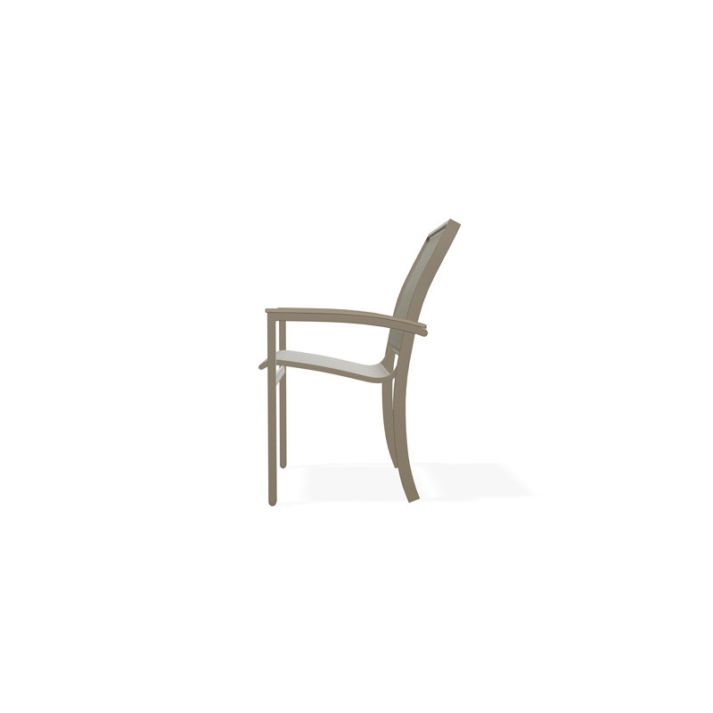 Bazza Sling Aluminum Frame Dining Height Stacking Café Chair with Marine Grade Polymer Arm Accent, Beachwood, Elevation Stone
