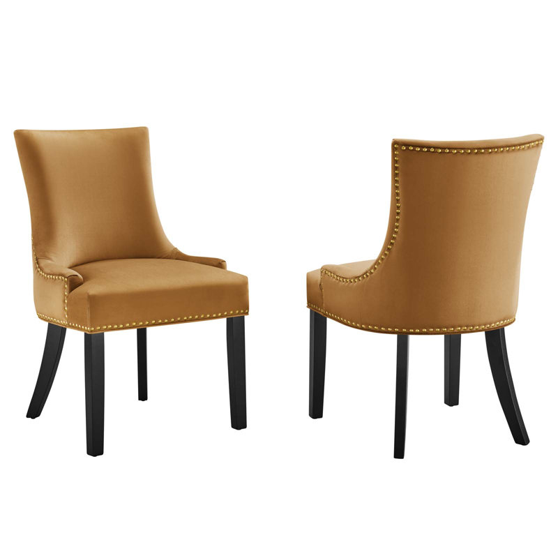 Modway Marquis Performance Velvet Dining Chairs, Cognac