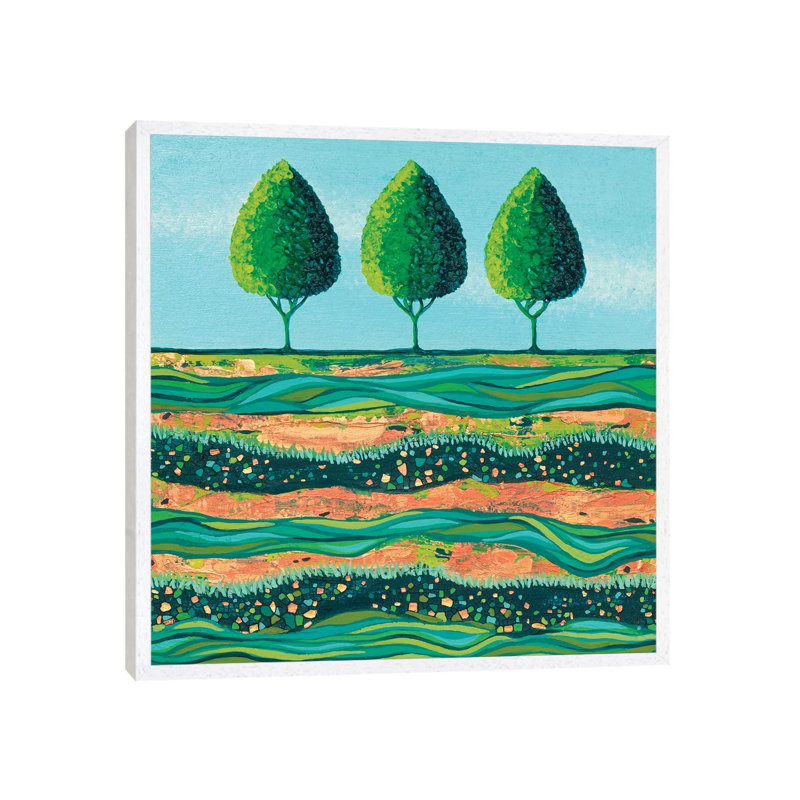 Lime-Light Trees by Lisa Frances Judd - Painting on Canvas, 93.98cm H x 93.98cm W x 3.81cm D, White Floater Framed