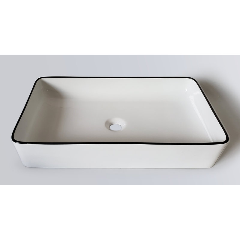 Lavabo de salle de bain vasque rectangulaire blanc en porcelaine vitreuse