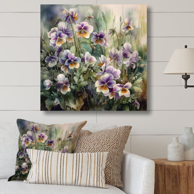Pétunias florissants mauves sur toile